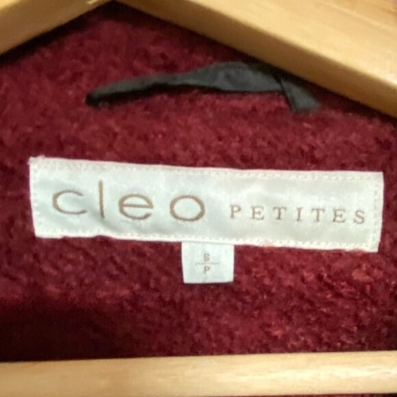 Cleo Petites Burgundy Oversized Wool-Blend Knee-Length Cocoon Coat — Size S/P - Picture 6 of 9